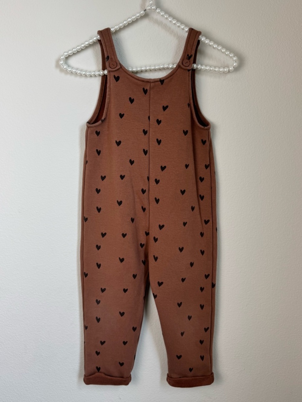 Zara Brown Heart Print Kids Overalls